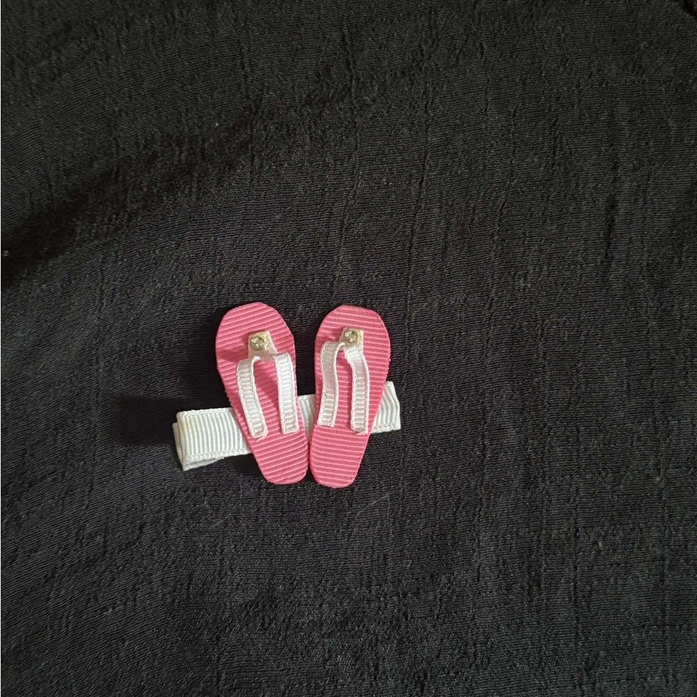 Charming Pink and White Flip Flop Hair Clip
